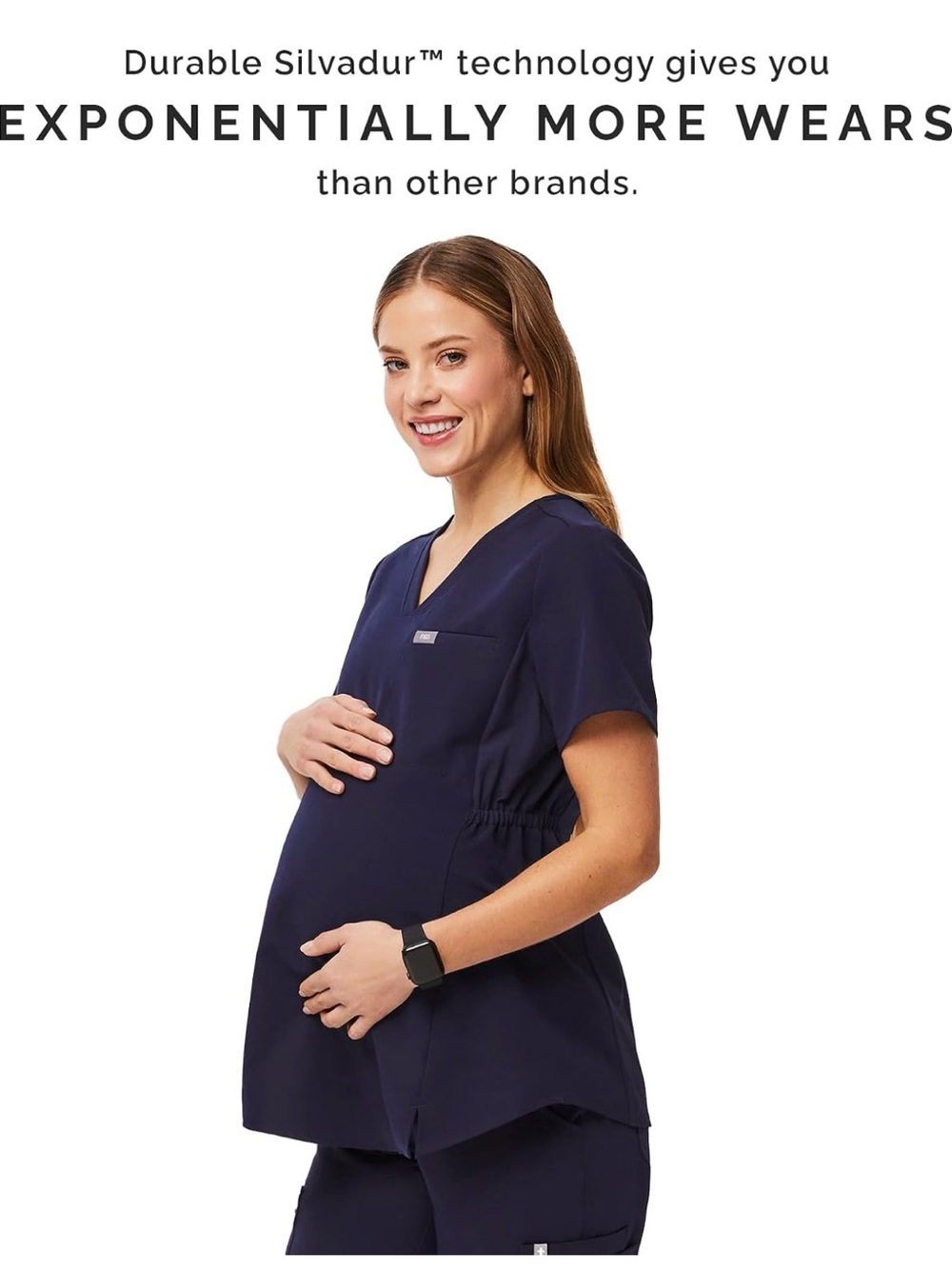 FIGS Maternity Octavia Navy Scrub Top - Picture 2 of 8